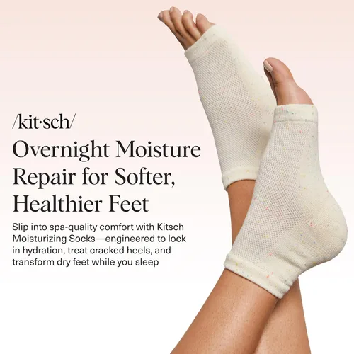 Miniatura 2 de Kitsch - Calcetines hidratantes para tratamiento de talones agrietados – Calcetines de spa reutilizables para mujeres y hombres con forro de gel