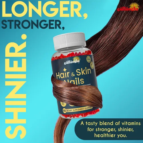Miniatura 2 de SINCE 1871 GÜLLÜOGLU Gomitas para cabello, piel y uñas, biotina 5000 mcg, colágeno 200 mg y queratina 50 mg - con MSM, bambú y vitaminas A, C, D, E