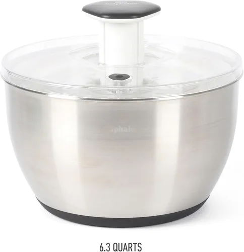 Miniatura 3 de Calphalon Aero - Molinillo de ensalada de acero inoxidable de 6.3 cuartos de galón, cuenco para lavar frutas y verduras con cesta coladora