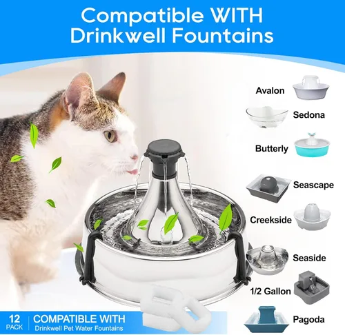 Miniatura 2 de Filtro de fuente de agua para gatos compatible con fuente de agua Petsafe, para filtros de fuente de mascotas Drinkwell, filtros de espuma