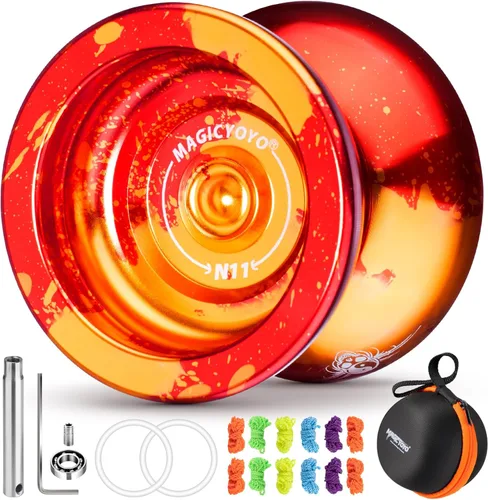 Miniatura 18 de MAGICYOYO Paquete de Regalo de 2 Yoyos - Yoyo Sensible K2 de Cristal y Yoyo Metálico No Sensible N11, Yoyo de Doble Propósito para Niños y Adultos