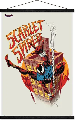 Miniatura 7 de Trends International Marvel Spider-Man: Across The Spider-Verse - Póster de pared de araña escarlata con marco magnético Juego de perchas de madera