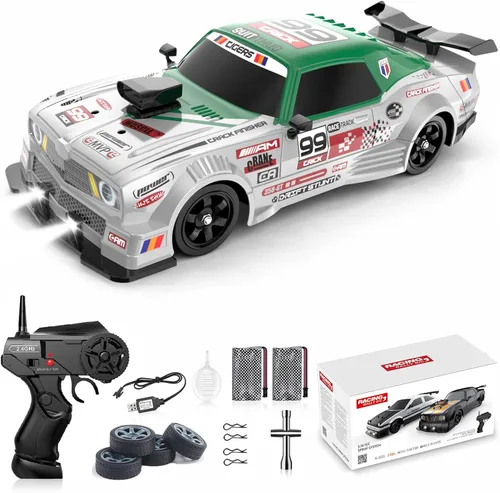 Miniatura 15 de Auto de control remoto Desdoni - Auto de control remoto RC Drift 1:16 Escala 4WD 18KM/H Vehículo modelo de alta velocidad 2.4GHz con luces LED
