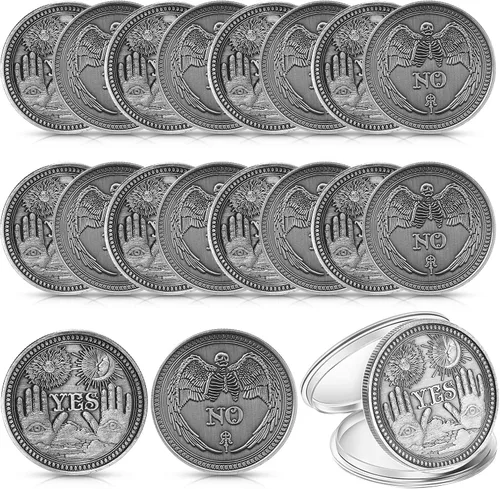 Miniatura 7 de Sureio 20 piezas de monedas "Yes No Challenge", monedas de la suerte, monedas de amabilidad, medallón de coleccionista, recuerdo, adivinación, Oro