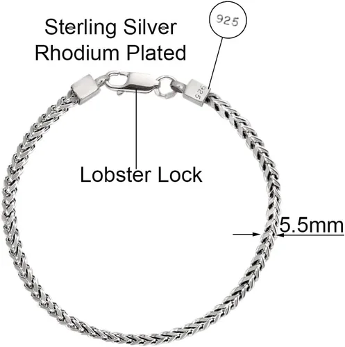 Miniatura 2 de Savlano Pulsera de plata de ley 925 chapada en rodio de 0.138 in y 0.217 in (0.217 in) para hombre, fabricada en Italia, viene con una caja de regalo