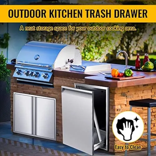 Miniatura 7 de Cajón de basura integrado, cajón de basura extraíble, cajón de tanque de propano para cocina al aire libre, cajón de tanque de propano para 17W X