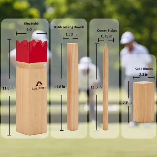 Miniatura 4 de ApudArmis Juego de Patio Kubb, Ajedrez Vikingo Clash Toss Juego de Patio para Exteriores con Estuche de Transporte - Juego de Madera de Goma
