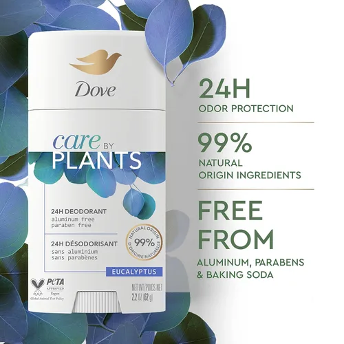 Miniatura 4 de Dove Care by Plants - Desodorante en barra para el cuidado de la piel de las axilas y protección desodorante las 24 horas, desodorante de eucalipto