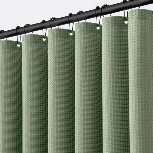 Miniatura 11 de MIULEE - Cortina de ducha extralarga con textura de gofre de 84 pulgadas con 12 ganchos de metal, moderna, lavable, de 260GSM, tela resistente e