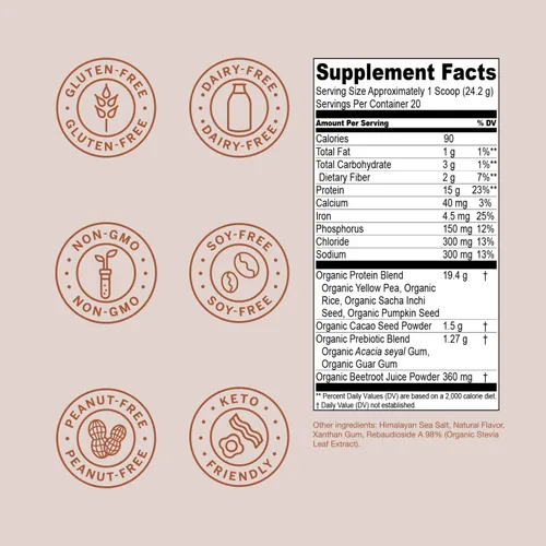 Miniatura 3 de Live Conscious Cosmic Cacao - Proteína en polvo vegana orgánica, sabor a chocolate, mezcla a base de plantas, proteína de guisante, arroz integral