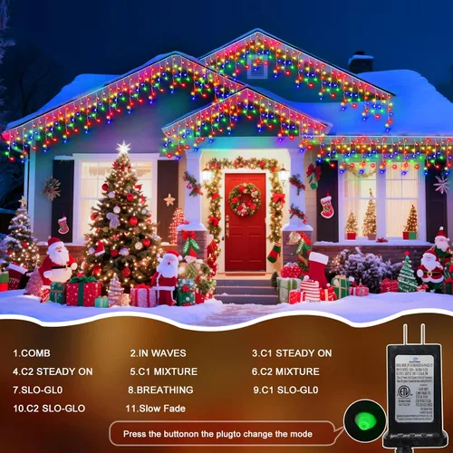 Miniatura 3 de Luz de hielo de 49 pies para exterior, 480 luces LED de Navidad para exteriores, iluminación de hielo de Navidad con 11 modos y temporizador