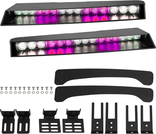 Miniatura 7 de ASPL Barra de luces para visera de 2 a 15 LED, 29 patrones de destello, interior superior de parabrisas, montaje dividido, luz estroboscópica