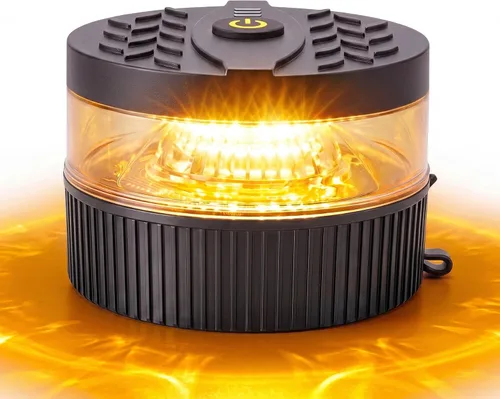 Luz estroboscópica ámbar con base magnética, portátil USB-C recargable, mini luces LED intermitentes de emergencia para camiones, vehículos,