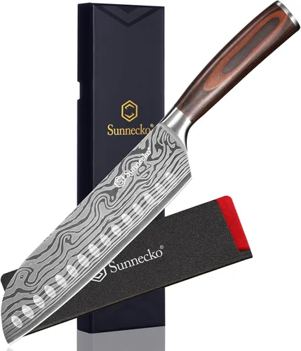 Miniatura 8 de Sunnecko Cuchillo de Cocina Pequeño de 3.5 Pulgadas, Cuchillo Mondador de Acero Inoxidable de Alto Carbono, Cuchillo de Fruta con Mango de Madera