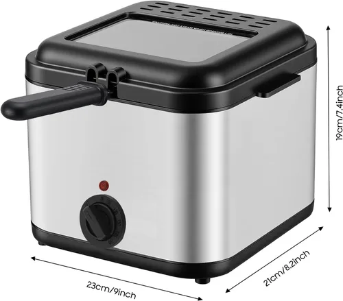 Miniatura 2 de Freidora profunda de 2.5 litros con cesta desmontable, potente freidora de aceite de uso doméstico de 1000 W con temperatura ajustable, protección