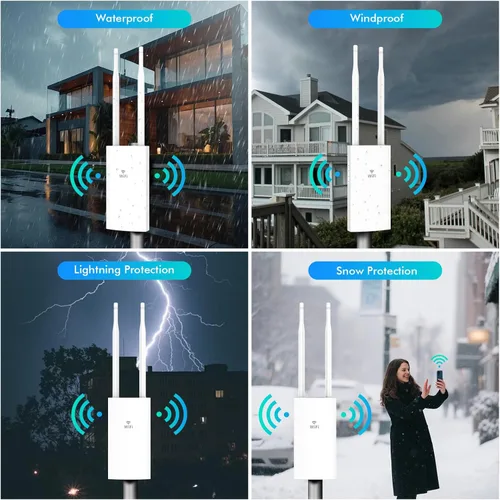 Miniatura 6 de AC1200 Extensor WiFi para exteriores, punto de acceso Gigabit resistente a la intemperie IP66 con antenas de largo alcance de 2 x 5 dBi, repetidor