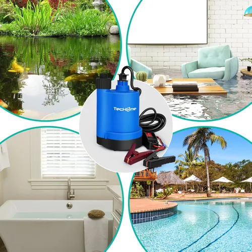 Miniatura 7 de Bomba de agua TecHome, bomba de transferencia de agua de 115V 1/10HP 330GPH, con interruptor de encendido/apagado y kit de manguera de succión.