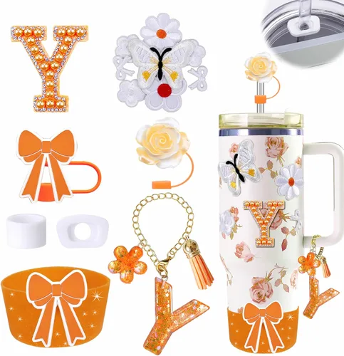 Miniatura 114 de 15 piezas de set de accesorios para vaso Stanley Cup 30oz 40oz con asa, incluye cubierta de pajita de silicona y bota, encanto de asa, encantos