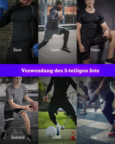 Miniatura 9 de BOOMCOOL 5 piezas de ropa de gimnasio para hombres, conjuntos de entrenamiento