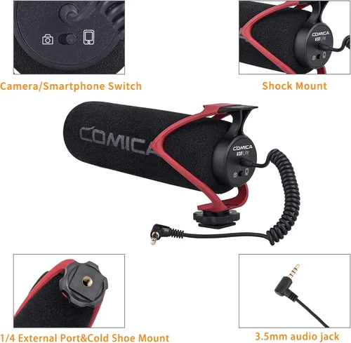 Miniatura 4 de Micrófono de video COMICA CVM-V30 LITE, micrófono de escopeta súper cardioide con condensador para cámara Canon Nikon Sony Panasonic DSLR, micrófono