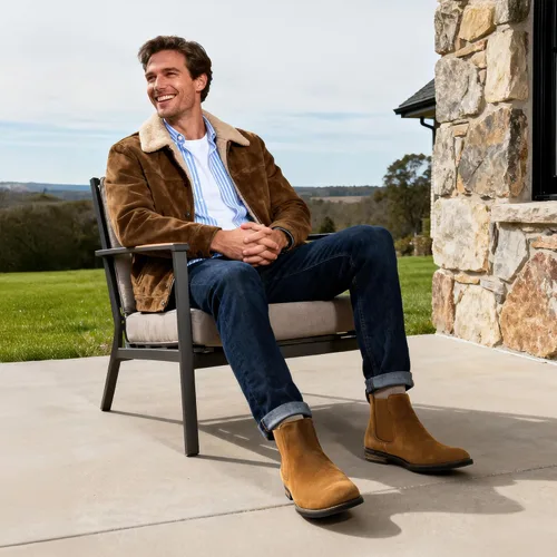 Miniatura 2 de Bruno Marc - Botines tipo Chelsea de gamuza y piel para hombre
