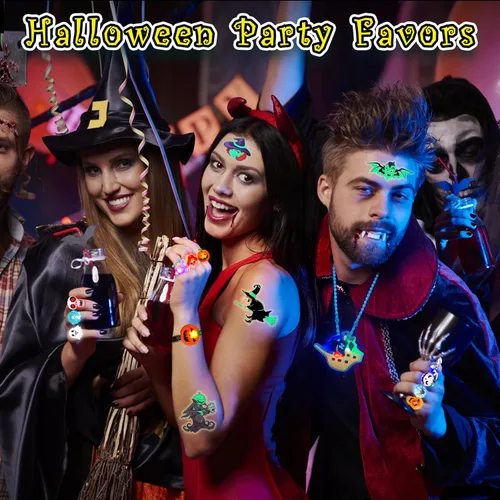 Miniatura 6 de 38 piezas de artículos de fiesta de Halloween para niños, anillos con luz 3D juguetes en cantidad golosinas de Halloween sin dulces, 28 anillos