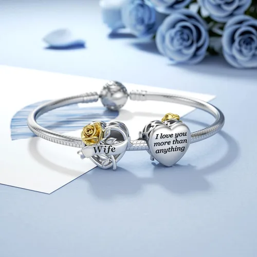 Miniatura 2 de JIAYIQI Pulsera Pandora para mamá, abuela, hija, esposa, amiga y hermana, con dije de oro de rosa 3D, dije de amor, día de San Valentín, cumpleaños