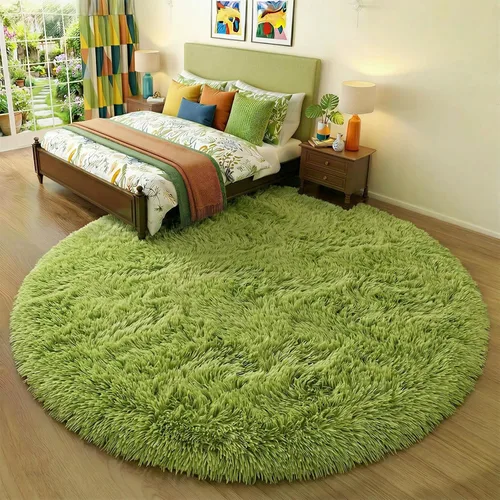 Miniatura 48 de Amdrebio Alfombra Redonda Azul Marino Oscuro de 4 Pies para Habitación de Niños Dormitorio, Alfombras de Área Circulares de Felpa Shag Esponjosa