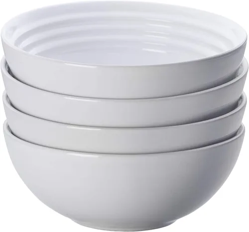 Miniatura 7 de Le Creuset Juego de 4 cuencos de sopa de gres, 22 onzas (6.25") cada uno, blanco