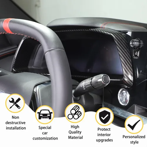 Miniatura 4 de Marco de cubierta de tablero de instrumentos compatible con Chevrolet Corvette C8 2020-2023, accesorios interiores (patrón de fibra de carbono)