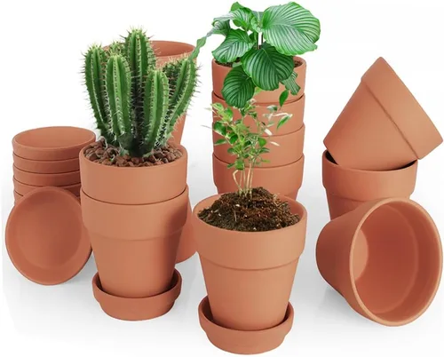 Miniatura 8 de Paquete de 26 macetas pequeñas de arcilla terracota de 3 pulgadas con orificio de drenaje, maceta de terracota para plantas de interior y exterior