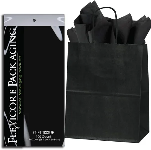 Miniatura 4 de Flexicore Packaging® Bolsas de regalo de papel kraft negro de 8 x 4.75 x 10.25 pulgadas + papel de seda de regalo (azul rey, 5 bolsas)