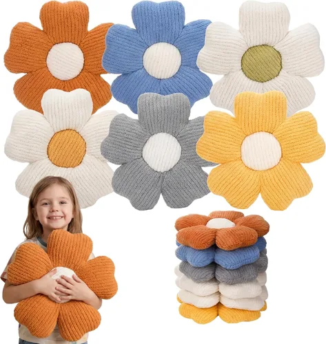 Miniatura 8 de Drydiet 6 Piezas Almohadas con Forma de Flor Margaritas Almohadas de Piso Cojines de Asiento con Forma de Flor de 15 Pulgadas para Leer Sofá Sillón