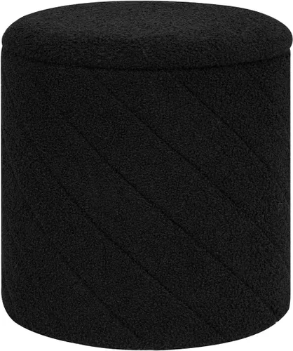 Miniatura 12 de Otomana redonda con almacenamiento, taburete Boucle con tapa de bandeja reversible, mesa de centro otomana plegable para dormitorio, sala de estar