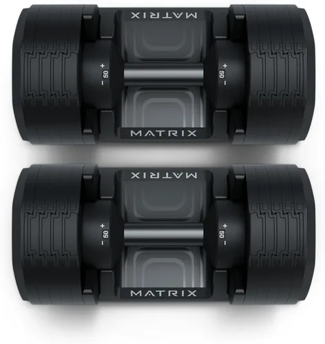 Miniatura 4 de Matrix Fitness DB50 - Mancuernas ajustables de 50 libras Ajustes rápidos para entrenamiento de fuerza y HIIT Reemplaza 10 pares de mancuernas