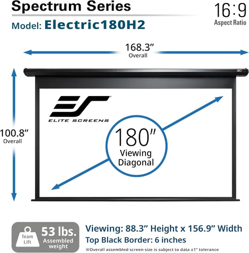 Miniatura 3 de Pantalla de proyector Elite Screens Spectrum RC1 Remote, 180 pulgadas Diag 16:9, pantalla de proyección motorizada para cine en casa 4K/8K Ultra HD
