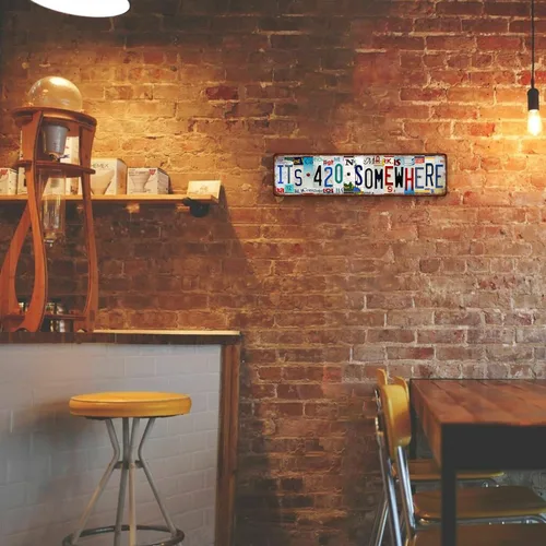 Miniatura 4 de Letrero de metal con texto en inglés «It's 420 Somewhere» para decoración de pared única para el hogar, bar, comedor, pub, 16 x 4 pulgadas Street