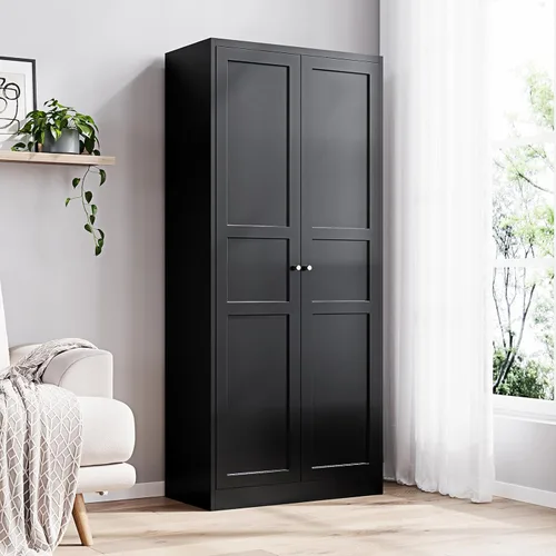Miniatura 8 de Yizosh Armario de almacenamiento de metal con 2 puertas y 4 estantes ajustables, 61 pulgadas, color blanco, despensa de cocina, 5 niveles de alto
