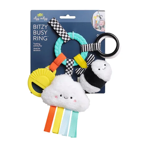 Miniatura 8 de Itzy Ritzy Juguete de Actividad para la Dentición - Juguete de Dentición Infantil Bitzy Busy Ring con Anillo Trenzado y Juguetes Colgantes, Incluye