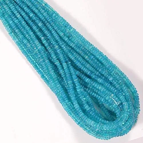 Miniatura 2 de NirvanaIN Hilo de ópalo etíope azul ópalo cuentas de piedras preciosas azules para hacer joyas, cuentas suaves y rondelles, briolettes de ópalo