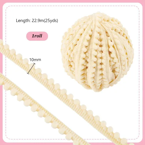 Miniatura 2 de PH PandaHall Cinta de coser de color trigo, de 25 yardas, con flecos, borde único de 1/2 pulgada (0.472 in), para coser, manualidades, fiestas