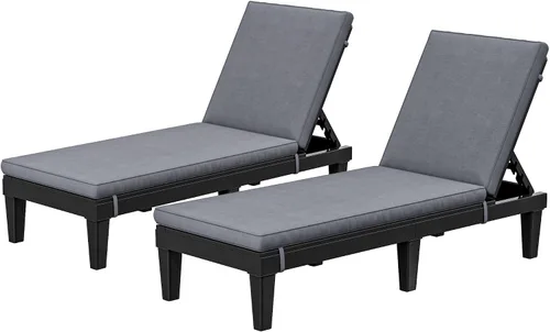 Miniatura 28 de YITAHOME - Tumbonas para exteriores con cojín y respaldo ajustable, tumbonas resistentes para patio junto a la piscina, fácil montaje, impermeables