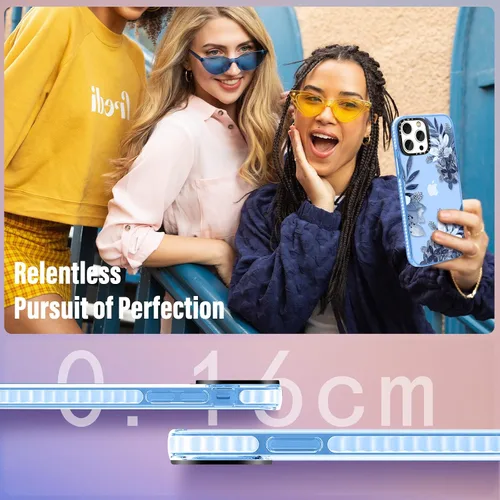 Miniatura 5 de Toycamp Funda para iPhone 13 Pro Max de 6.7 pulgadas, color azul, con soporte de anillo, diseño de flores azules, para mujeres, niños y niñas, Azul