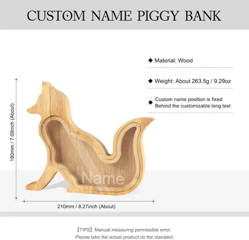 Miniatura 2 de Banco de monedas personalizado para niños, alcancía de madera personalizada con nombre grabado, caja de dinero de madera, regalo de cumpleaños