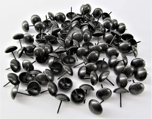 Miniatura 2 de Tachuelas de tapicería de alta calidad, ribete decorativo de cabeza de clavo para muebles, 5/8 pulgadas de diámetro, 100 clavos (perla negra)