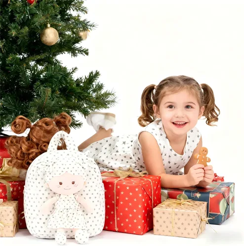 Miniatura 43 de Onetoo Mochila para niños pequeños, regalos de regreso a clases, mochilas para niñas y niños con muñecas de bebé ligeras y suaves en vestido