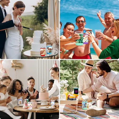 Miniatura 6 de Paquete de 300 enfriadores de latas personalizados a granel, enfriador de latas personalizado con logotipo de foto texto para bodas, cumpleaños