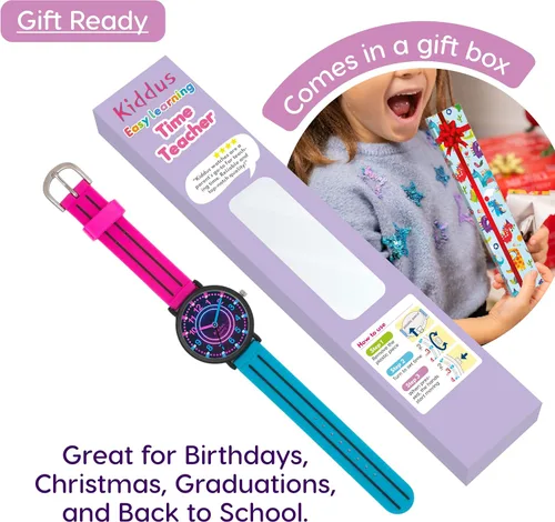 Miniatura 3 de Kiddus Reloj para niños, niños y niñas, reloj de aprendizaje de tiempo para niños, primer reloj de pulsera a partir de 5 años, manecillas de horas