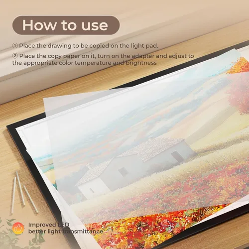 Miniatura 7 de Almohadilla de luz A1 para pintura de diamantes, 10000+ LUX súper brillante, 3 colores y 10 niveles/tablero de luz de atenuación continua extra