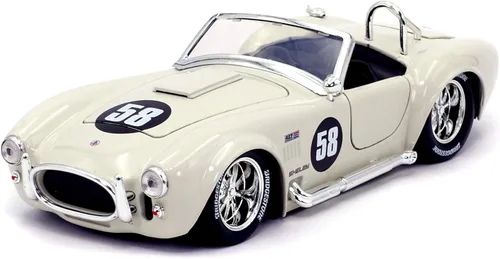Jada Toys Bigtime Muscle 1:24 1965 Shelby Cobra 427 S/C Coche fundido a presión blanco, Juguetes para niños y adultos